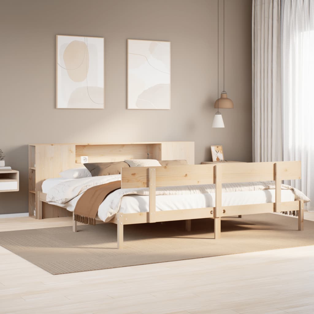 Letto Libreria senza Materasso 200x200 cm in Legno di Pino - homemem39