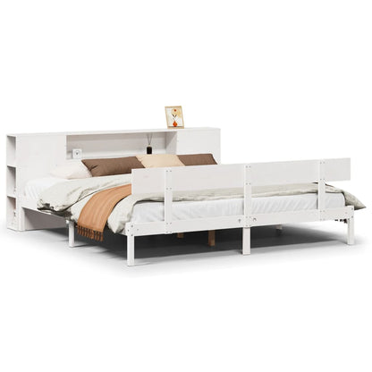 Letto Libreria senza Materasso Bianco 200x200 cm Legno di Pino - homemem39
