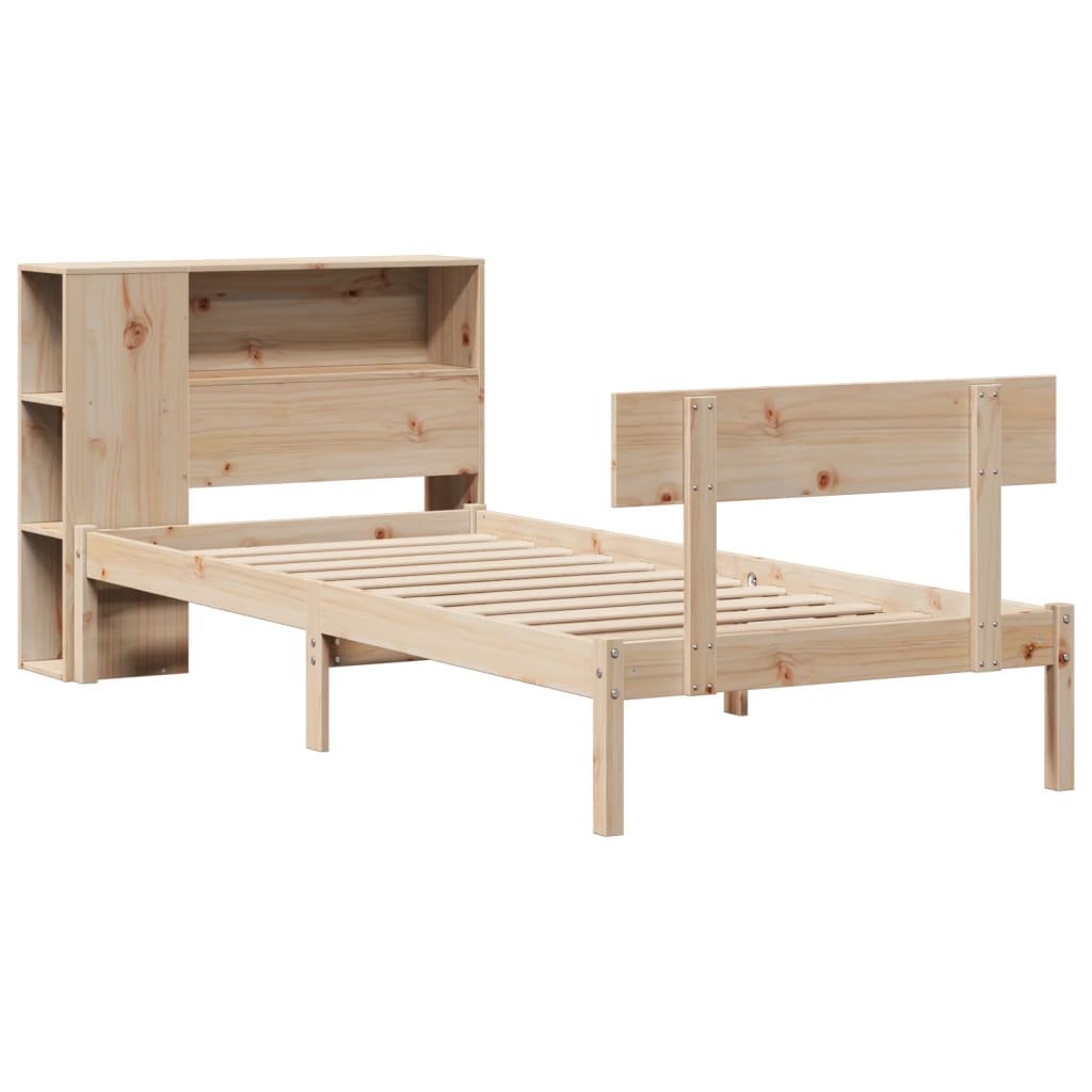 Letto Libreria senza Materasso 90x200 cm Legno Massello Pino - homemem39
