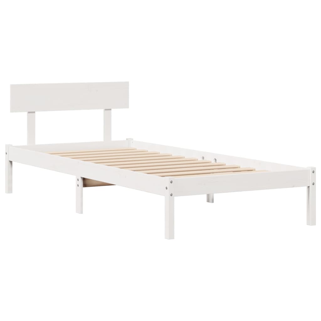 Letto Libreria senza Materasso Bianca 90x200 cm Legno di Pino