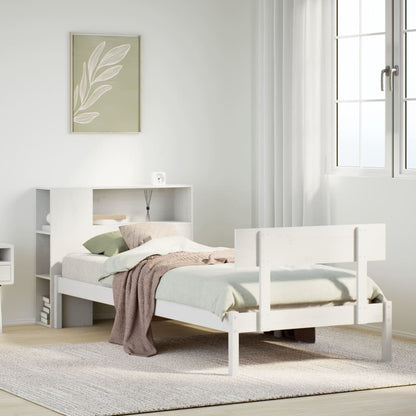 Letto Libreria senza Materasso Bianca 90x200 cm Legno di Pino
