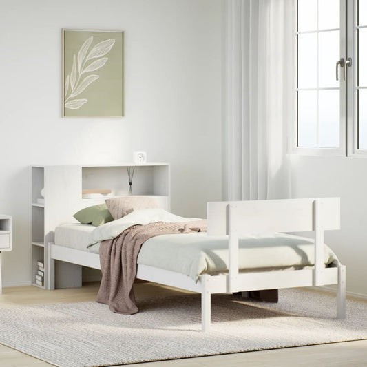 Letto Libreria senza Materasso Bianco 100x200 cm Legno di Pino - homemem39