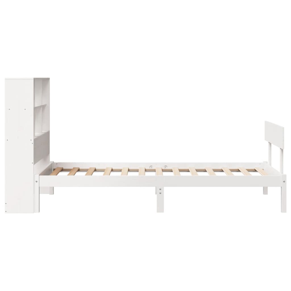 Letto Libreria senza Materasso Bianco 90x190 cm Massello Pino