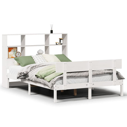 Letto Libreria senza Materasso Bianco 140x190 cm Legno di Pino - homemem39