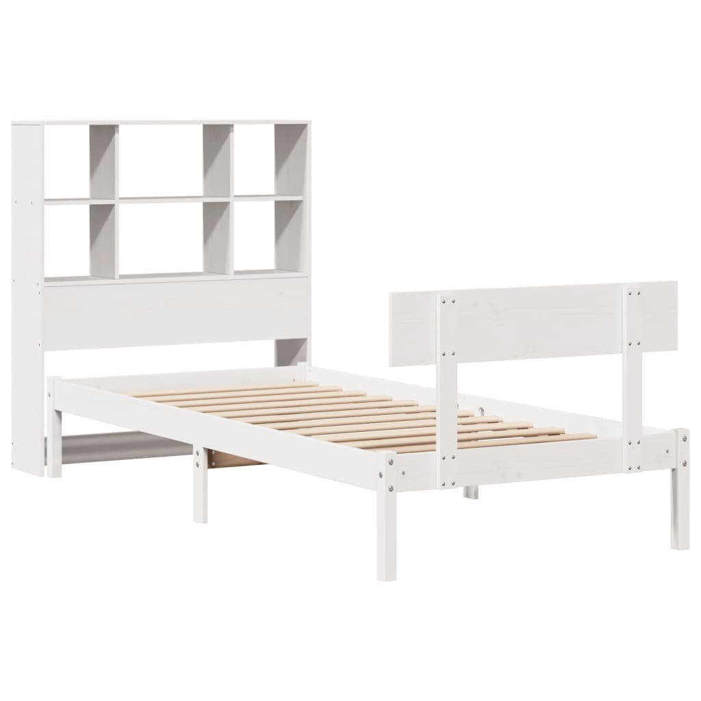 Letto Libreria senza Materasso Bianca 90x200 cm Legno di Pino