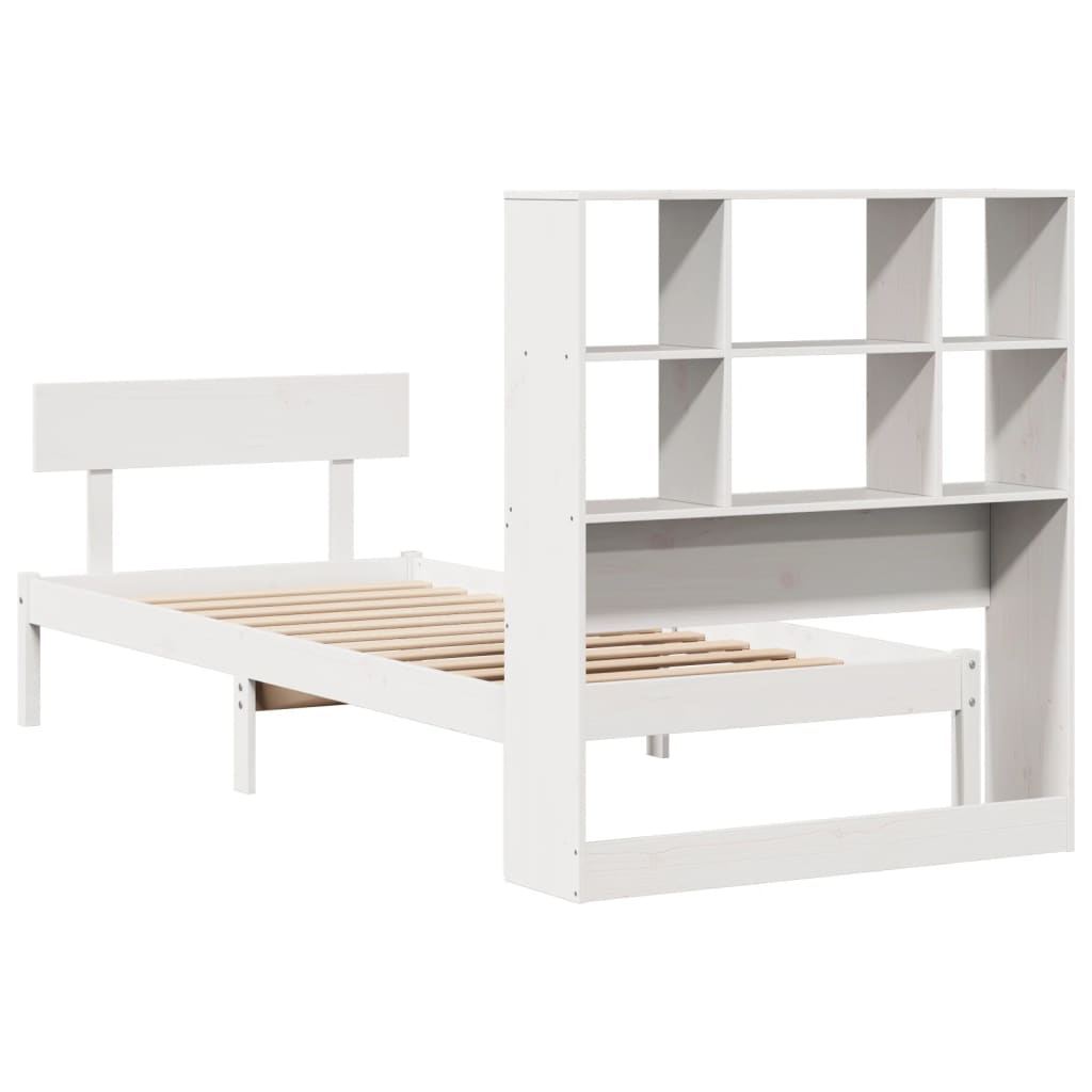 Letto Libreria senza Materasso Bianca 90x200 cm Legno di Pino