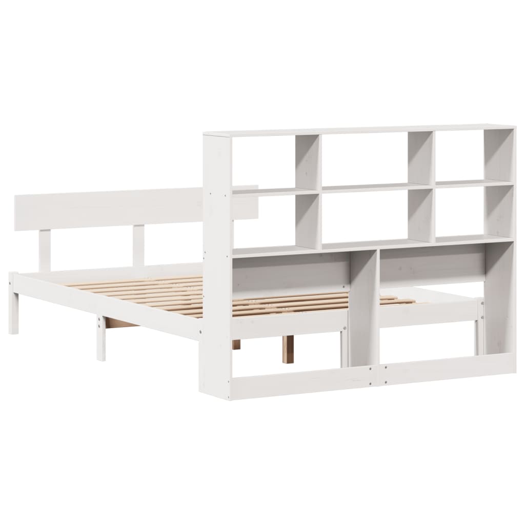 Letto Libreria senza Materasso Bianco 140x200 cm Legno di Pino - homemem39