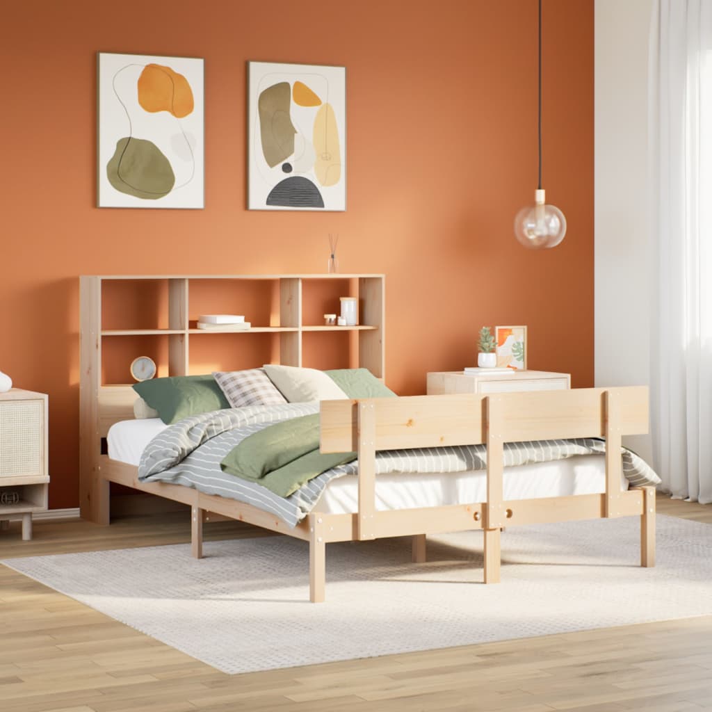 Letto Libreria senza Materasso 150x200 cm in Legno di Pino - homemem39