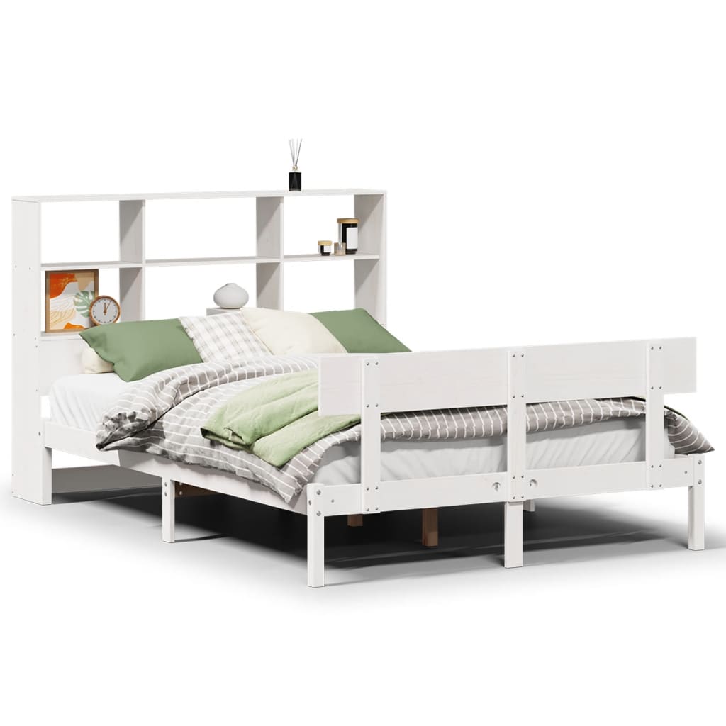 Letto Libreria senza Materasso Bianco 160x200 cm Legno di Pino - homemem39