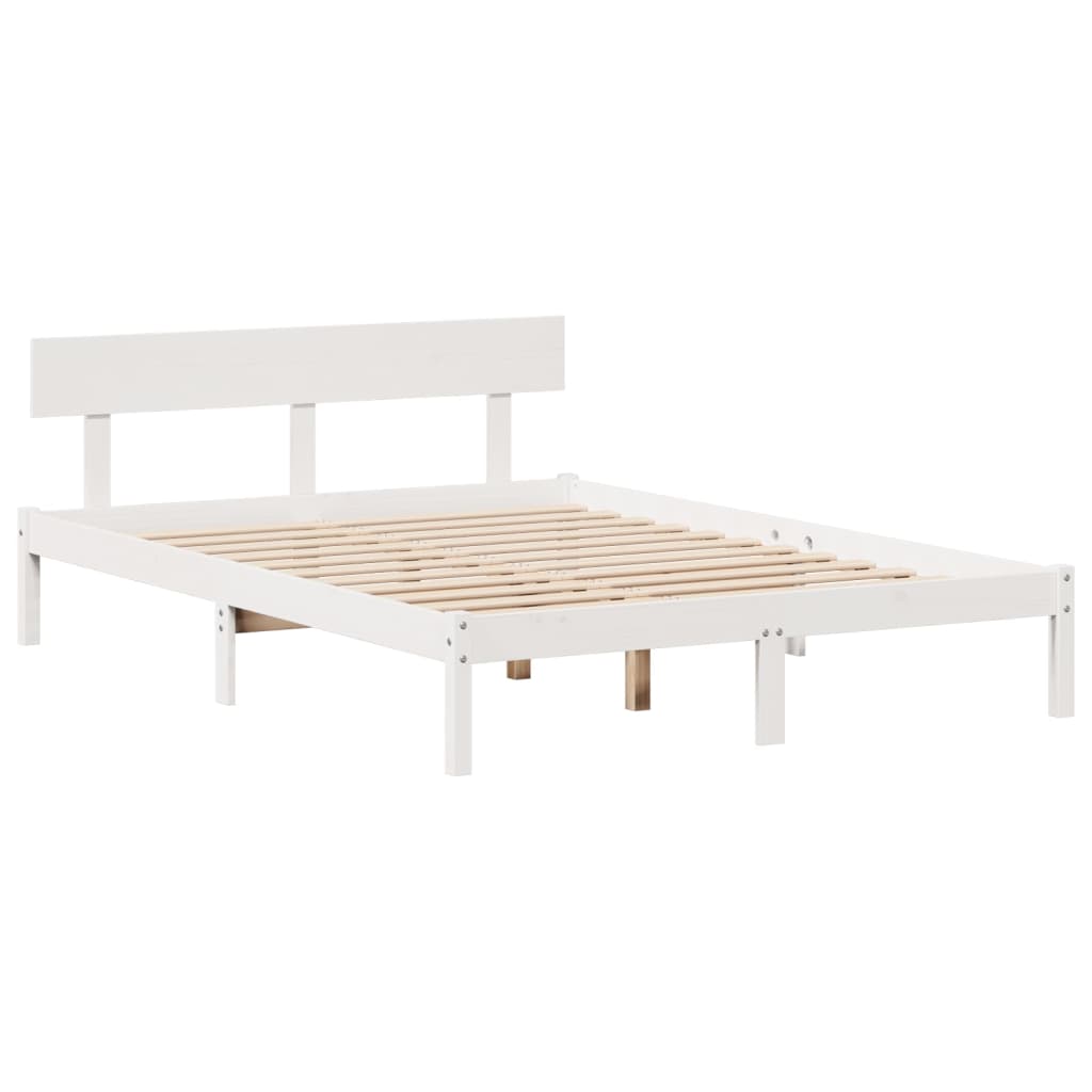 Letto Libreria senza Materasso Bianco 160x200 cm Legno di Pino - homemem39