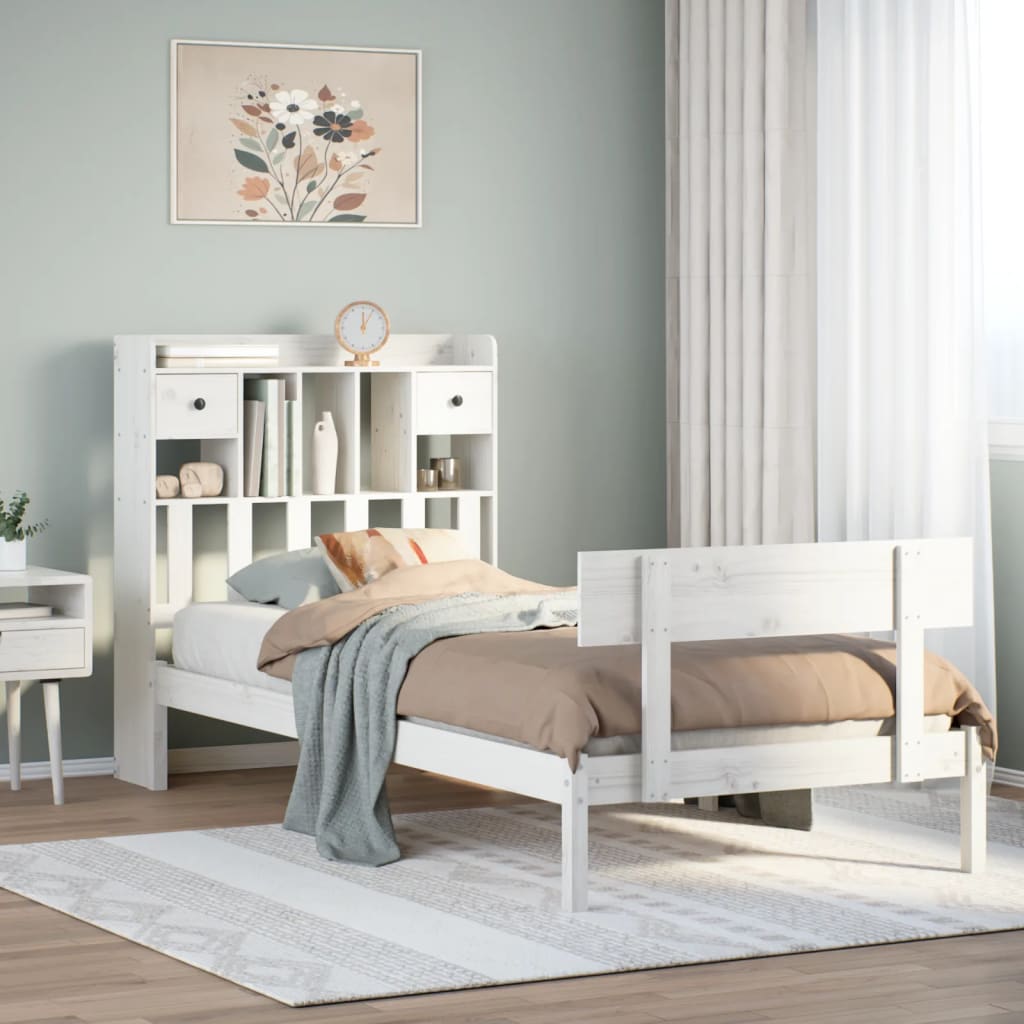 Letto con Libreria senza Materasso 75x190 cm in Legno Pino - homemem39