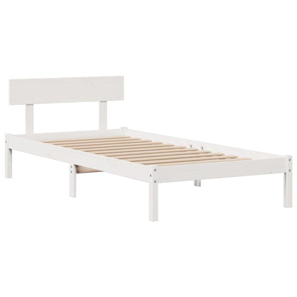 Letto Libreria senza Materasso Bianco 90x190 cm Massello Pino - homemem39