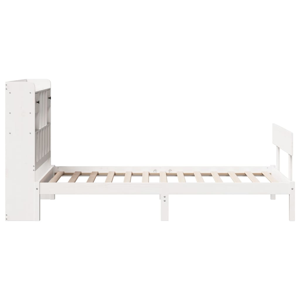Letto Libreria senza Materasso Bianco 90x190 cm Massello Pino - homemem39