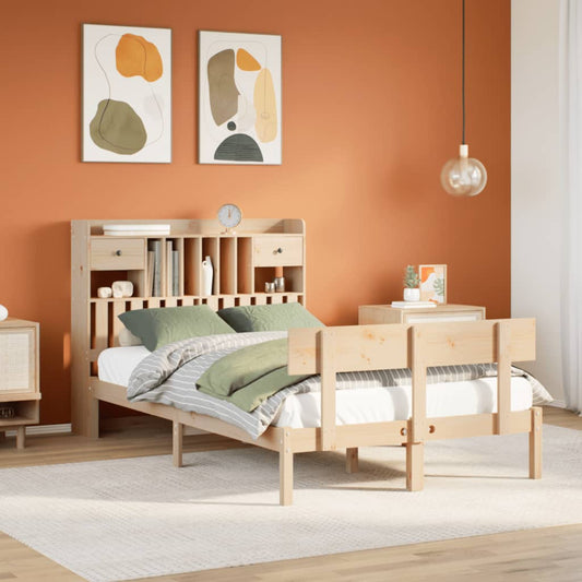 Letto Libreria senza Materasso 135x190 cm in Legno di Pino - homemem39