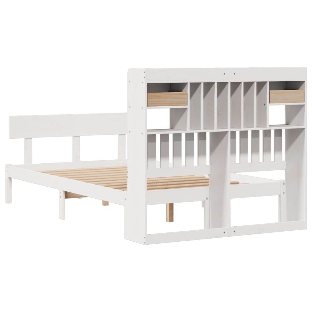 Letto Libreria senza Materasso Bianco 135x190 cm Legno di Pino - homemem39