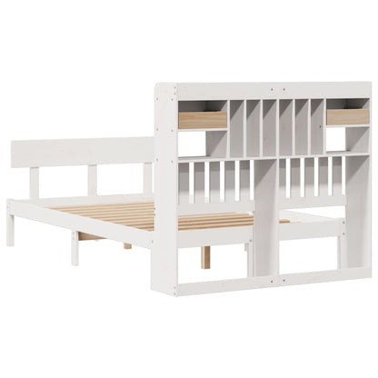 Letto Libreria senza Materasso Bianco 135x190 cm Legno di Pino - homemem39