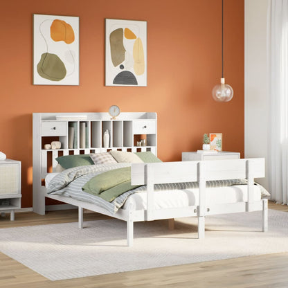Letto Libreria senza Materasso Bianco 140x190 cm Legno di Pino - homemem39