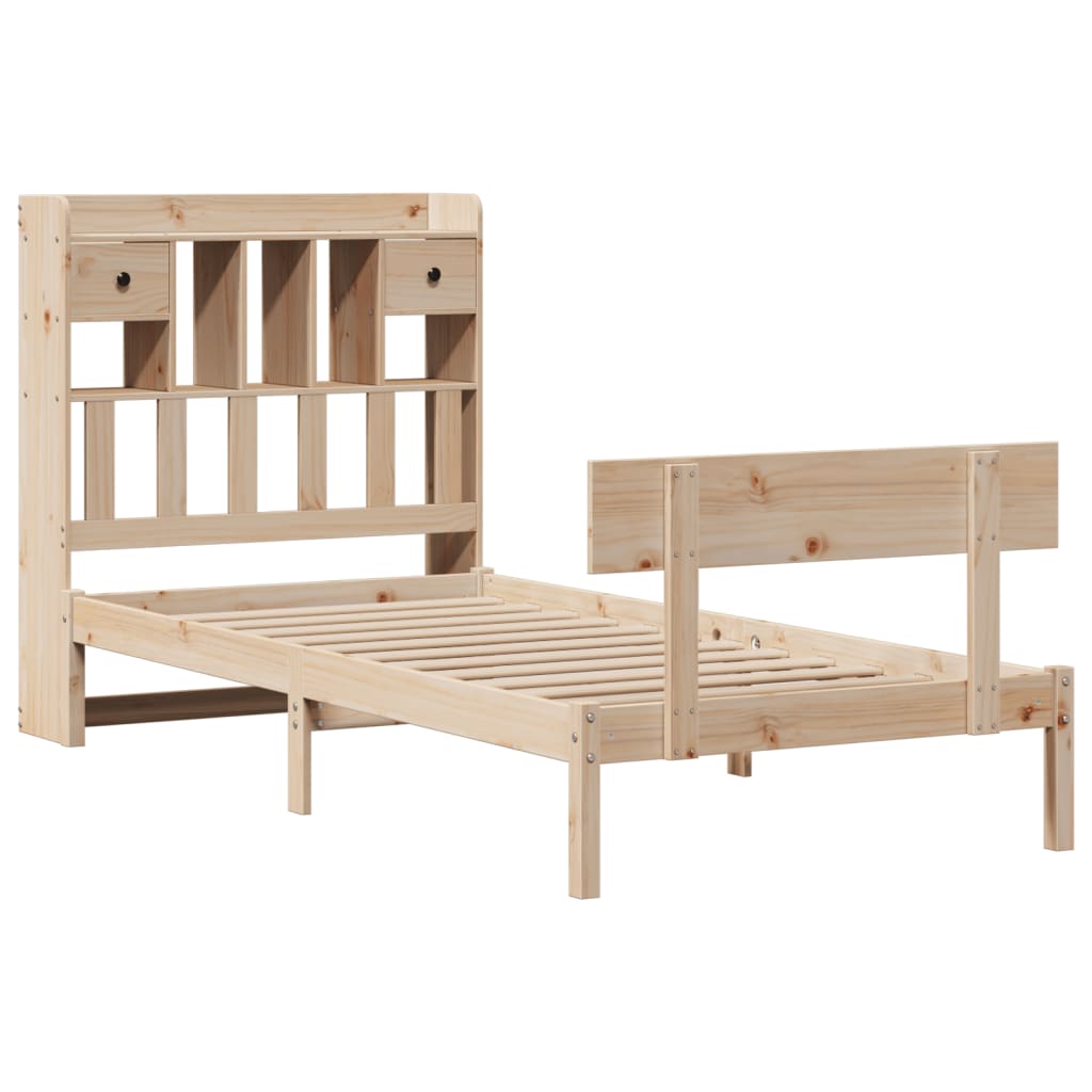 Letto Libreria senza Materasso 90x200 cm Legno Massello Pino - homemem39