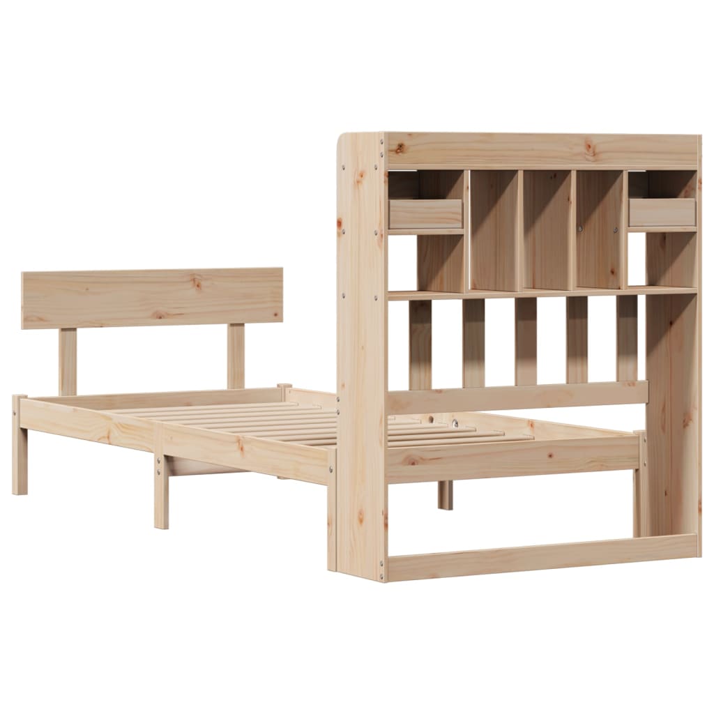 Letto Libreria senza Materasso 90x200 cm Legno Massello Pino - homemem39