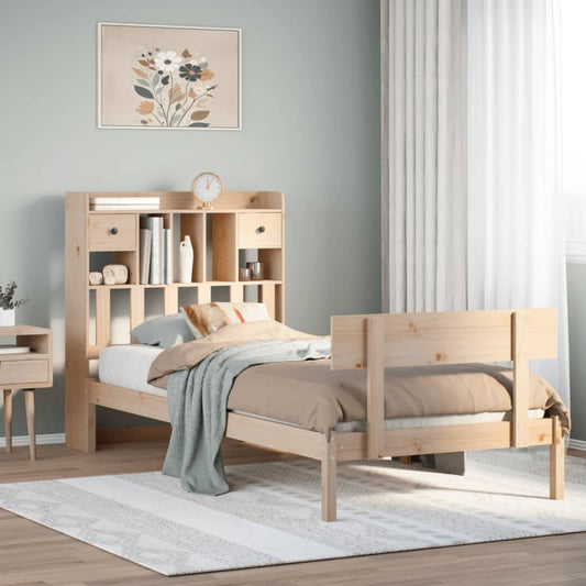 Letto Libreria senza Materasso 90x200 cm Legno Massello Pino - homemem39