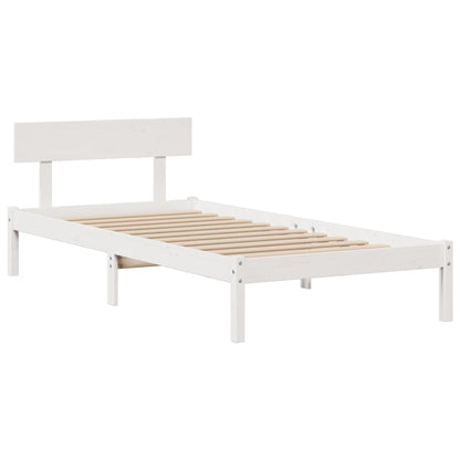 Letto Libreria senza Materasso Bianca 90x200 cm Legno di Pino - homemem39