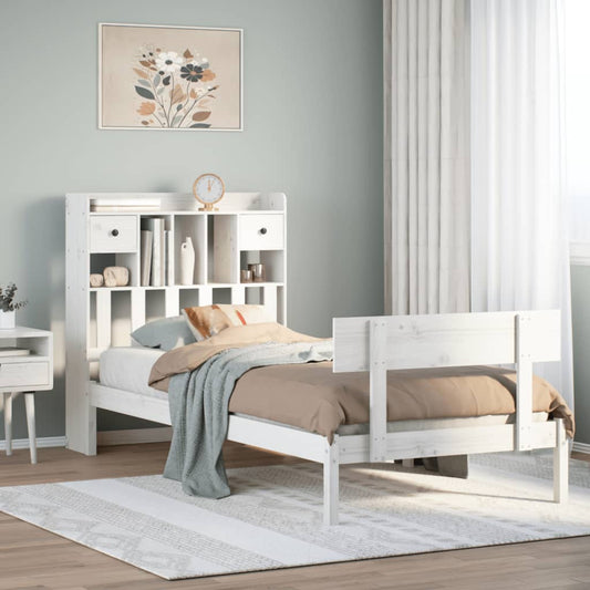 Letto Libreria senza Materasso Bianca 90x200 cm Legno di Pino - homemem39