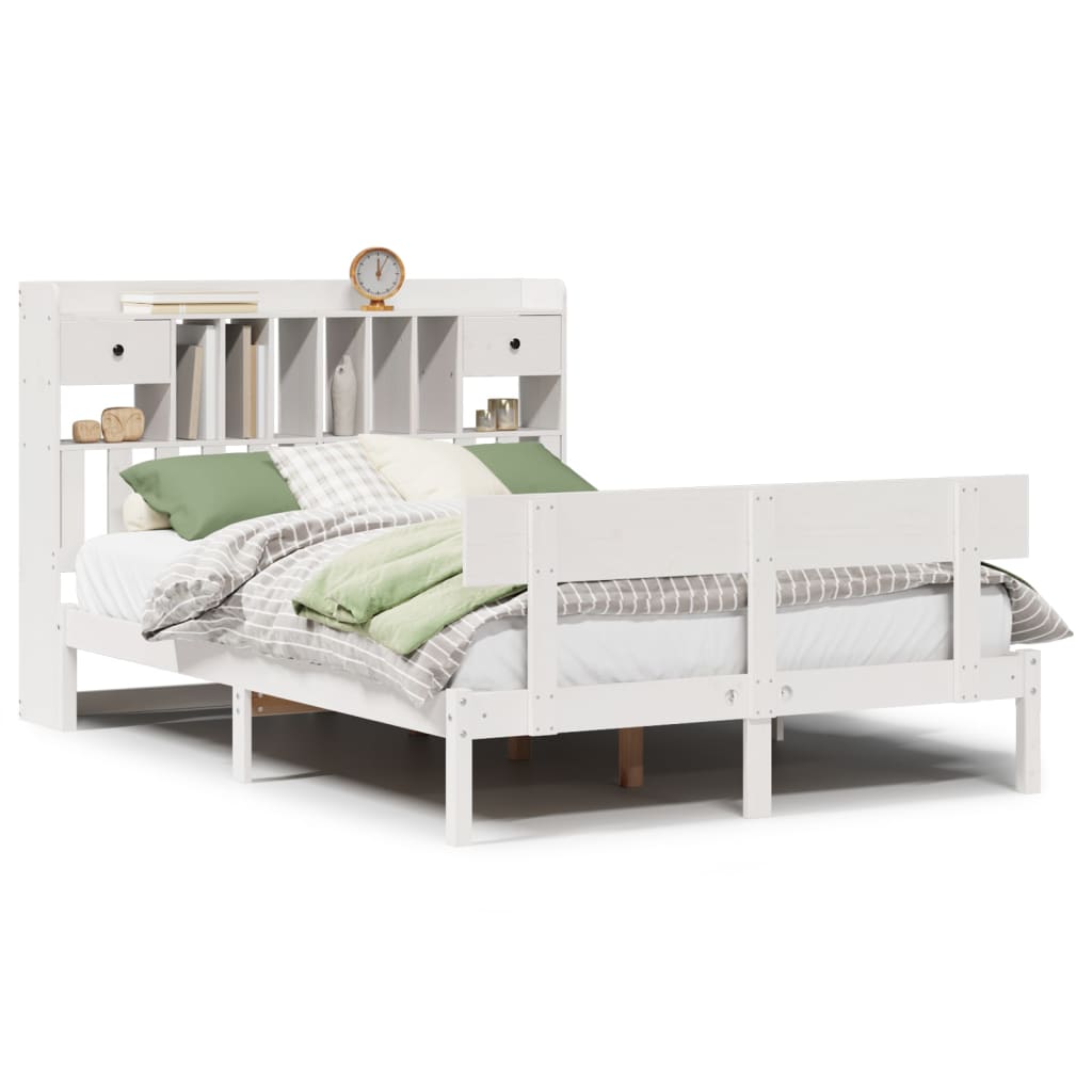Letto Libreria senza Materasso Bianco 140x200 cm Legno di Pino - homemem39
