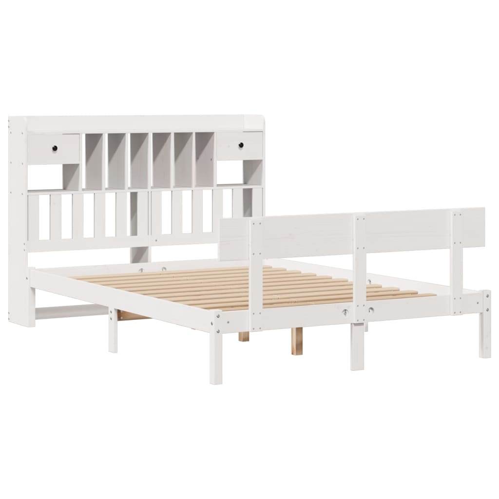 Letto Libreria senza Materasso Bianco 140x200 cm Legno di Pino - homemem39