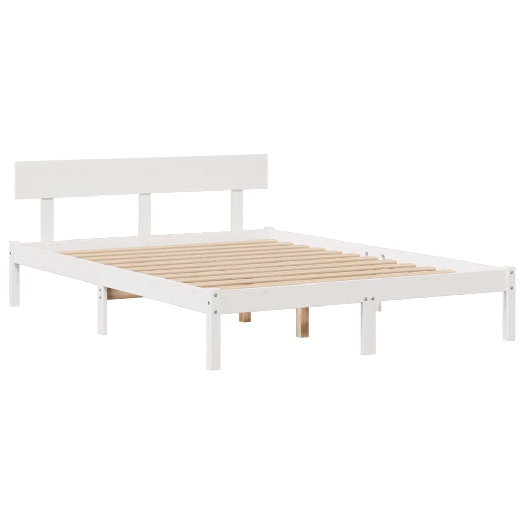 Letto Libreria senza Materasso Bianco 150x200 cm Legno di Pino - homemem39