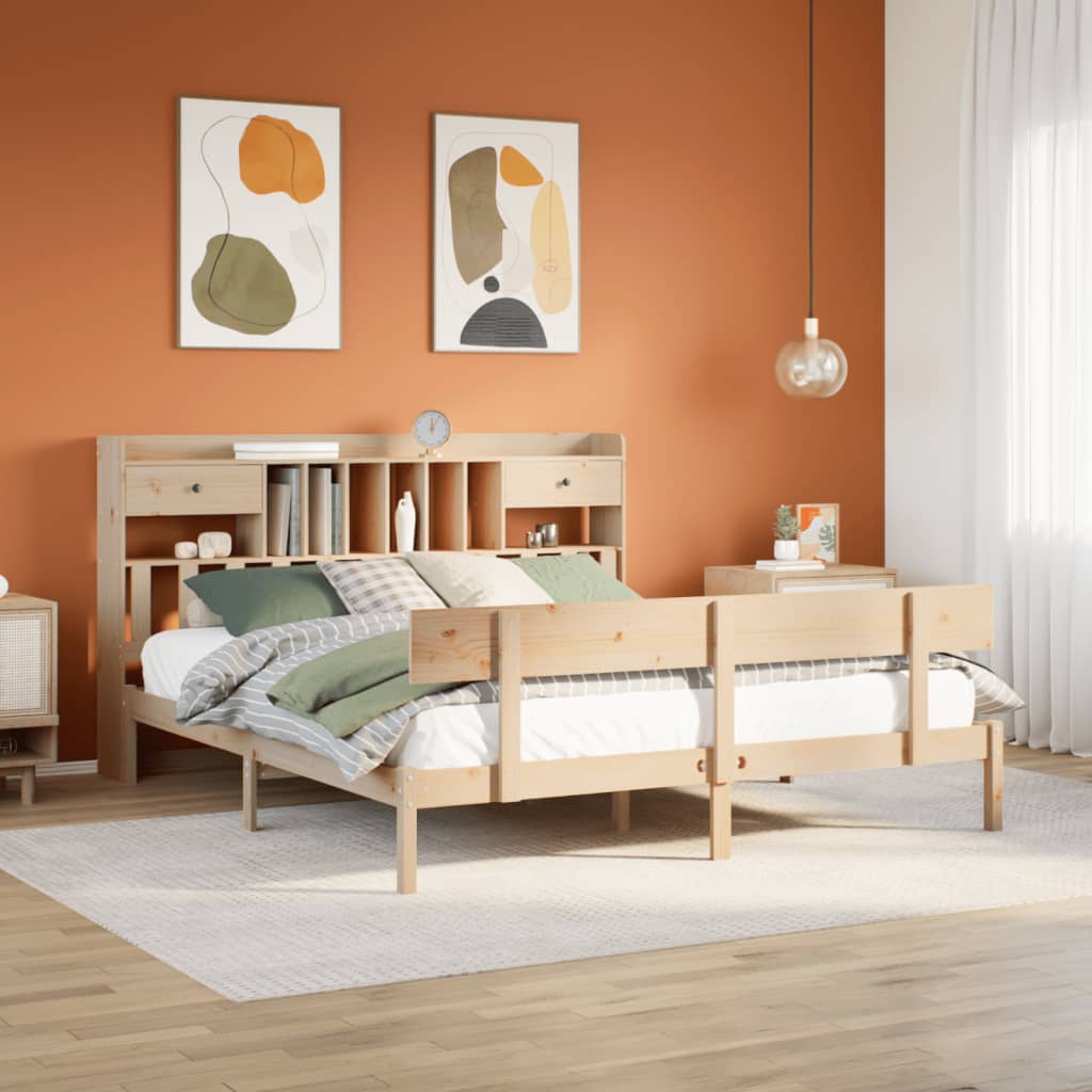 Letto Libreria senza Materasso 180x200 cm in Legno di Pino - homemem39