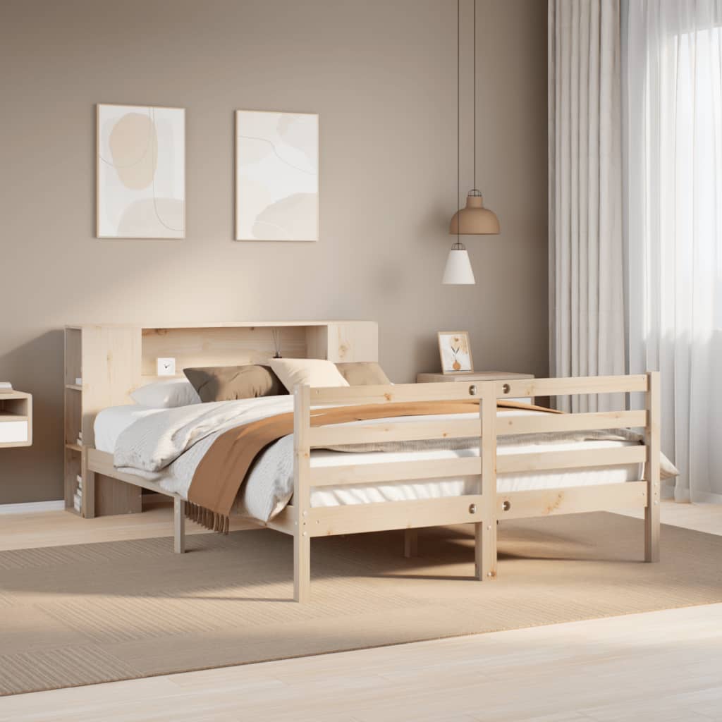 Letto Libreria senza Materasso 135x190 cm in Legno di Pino - homemem39