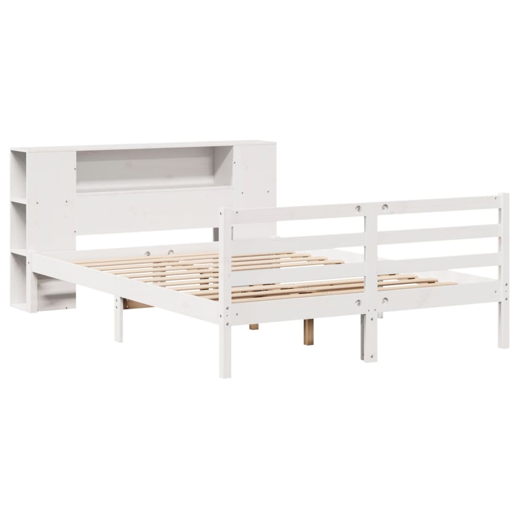 Letto Libreria senza Materasso Bianco 135x190 cm Legno di Pino - homemem39