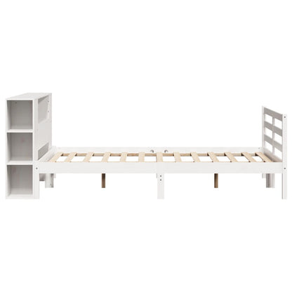 Letto Libreria senza Materasso Bianco 140x190 cm Legno di Pino - homemem39