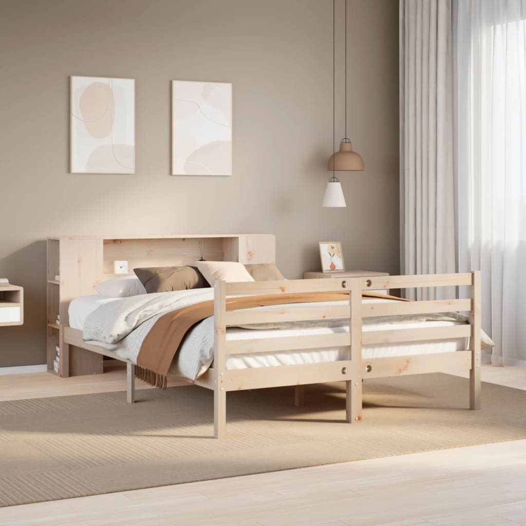Letto Libreria senza Materasso 150x200 cm in Legno di Pino - homemem39