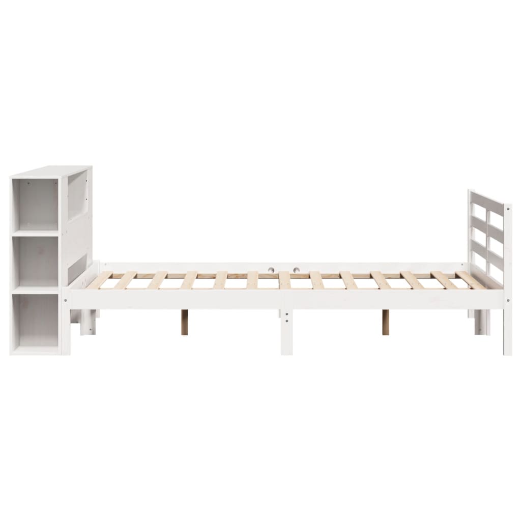 Letto Libreria senza Materasso Bianco 150x200 cm Legno di Pino - homemem39