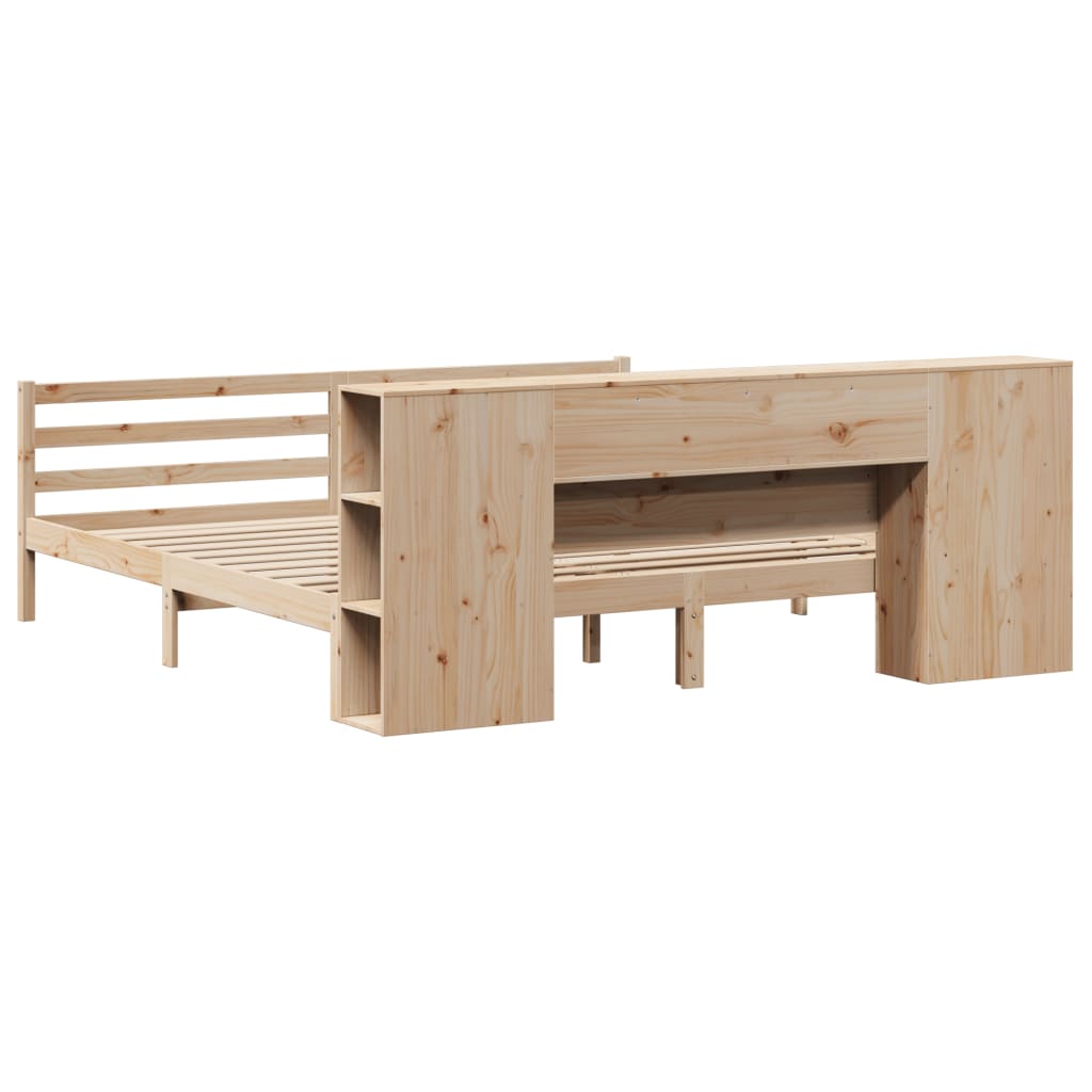 Letto Libreria senza Materasso 200x200 cm in Legno di Pino - homemem39