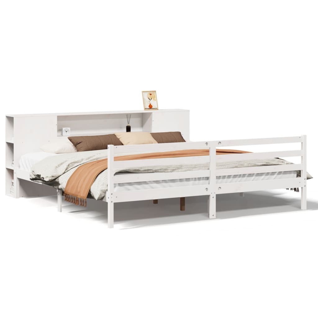 Letto Libreria senza Materasso Bianco 200x200 cm Legno di Pino - homemem39