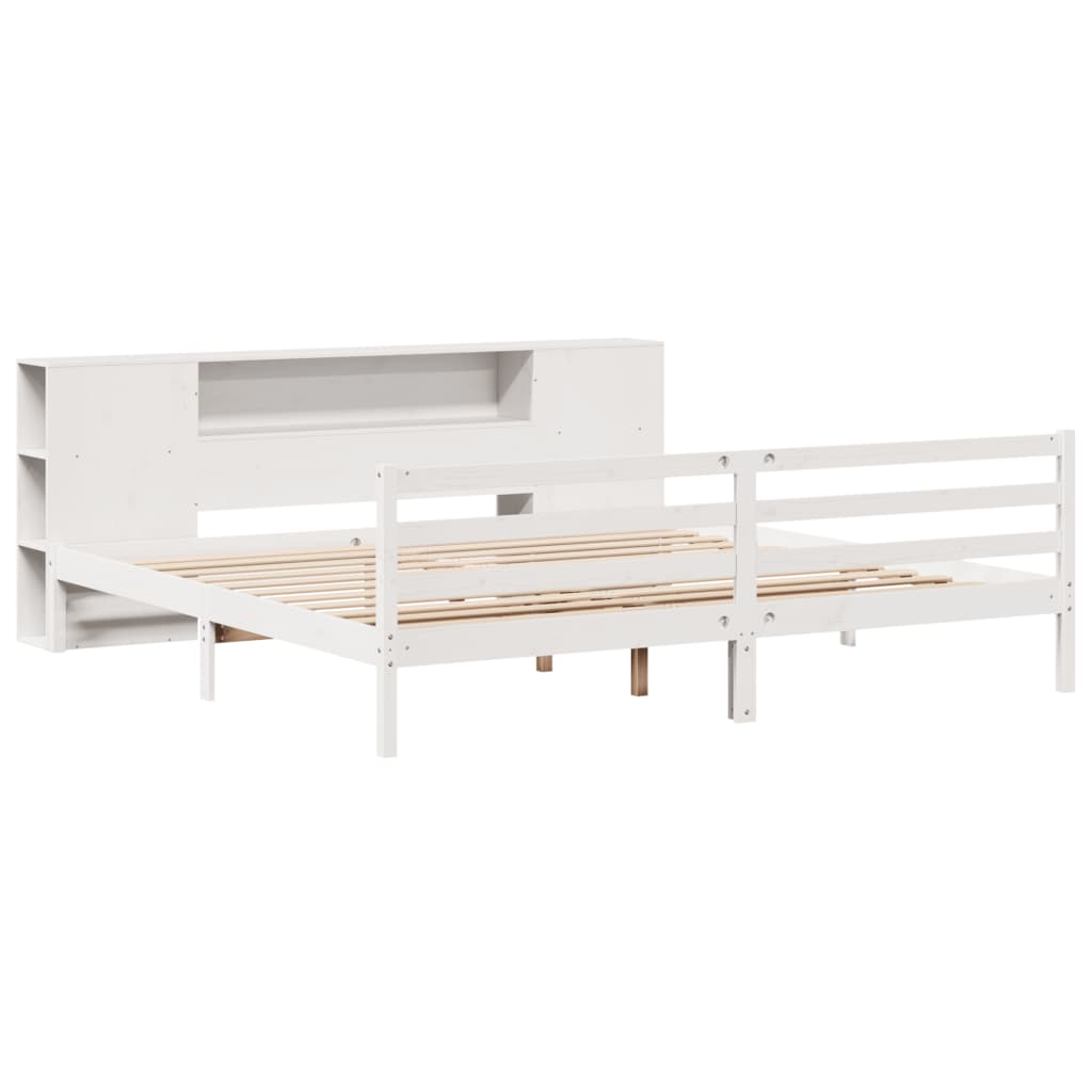 Letto Libreria senza Materasso Bianco 200x200 cm Legno di Pino - homemem39