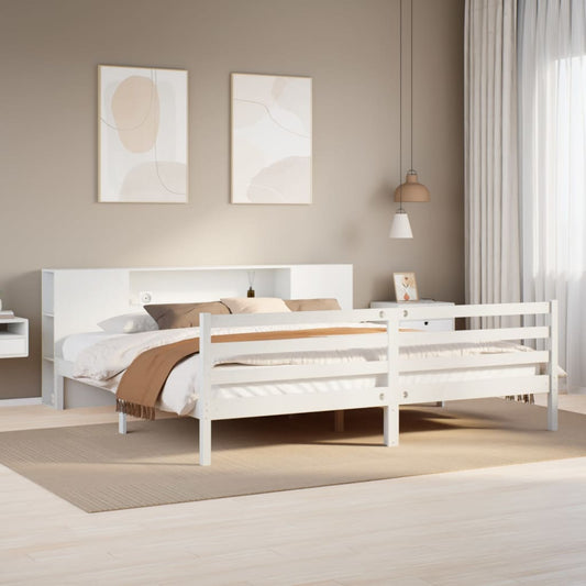 Letto Libreria senza Materasso Bianco 200x200 cm Legno di Pino - homemem39