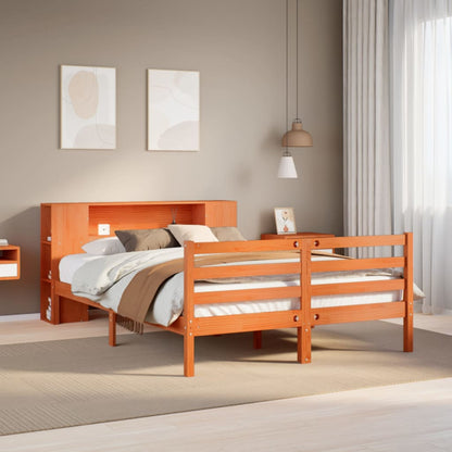 Letto Libreria senza Materasso Marrone Cera 120x190 cm in Pino - homemem39
