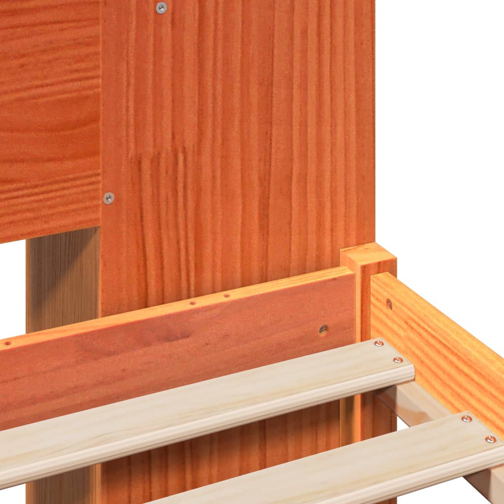 Letto Libreria senza Materasso Marrone Cera 135x190 cm in Pino - homemem39