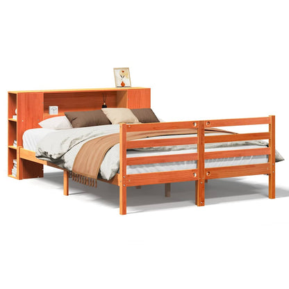 Letto Libreria senza Materasso Marrone Cera 150x200 cm in Pino | homemem39