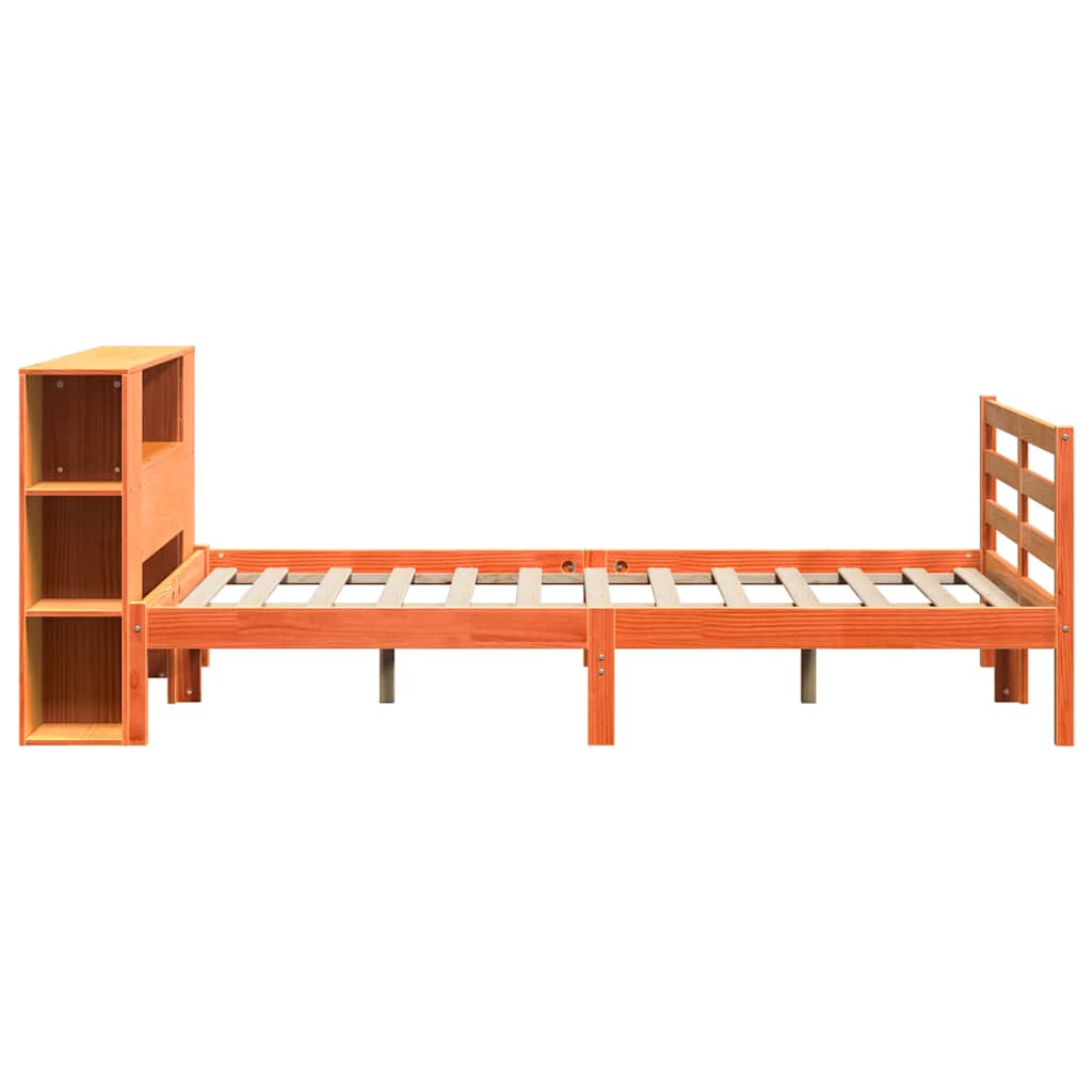 Letto Libreria senza Materasso Marrone Cera 150x200 cm in Pino | homemem39