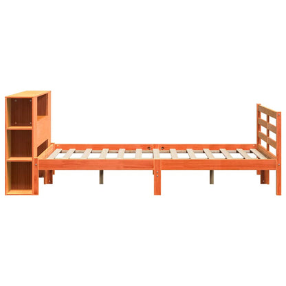 Letto Libreria senza Materasso Marrone Cera 150x200 cm in Pino | homemem39