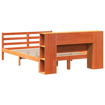 Letto Libreria senza Materasso Marrone Cera 150x200 cm in Pino | homemem39