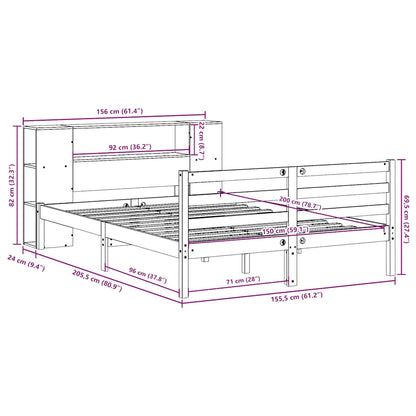 Letto Libreria senza Materasso Marrone Cera 150x200 cm in Pino | homemem39