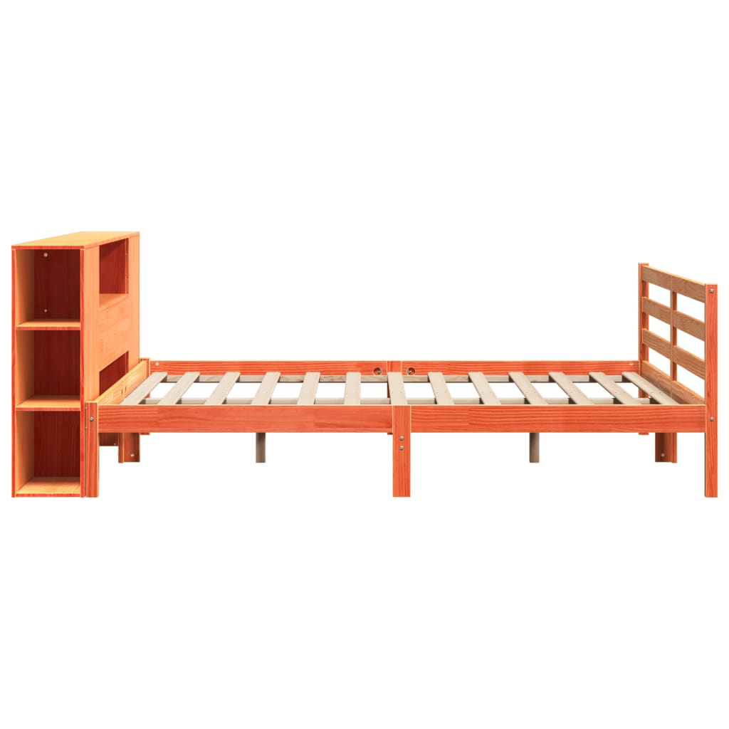Letto Libreria senza Materasso Marrone Cera 200x200 cm in Pino - homemem39