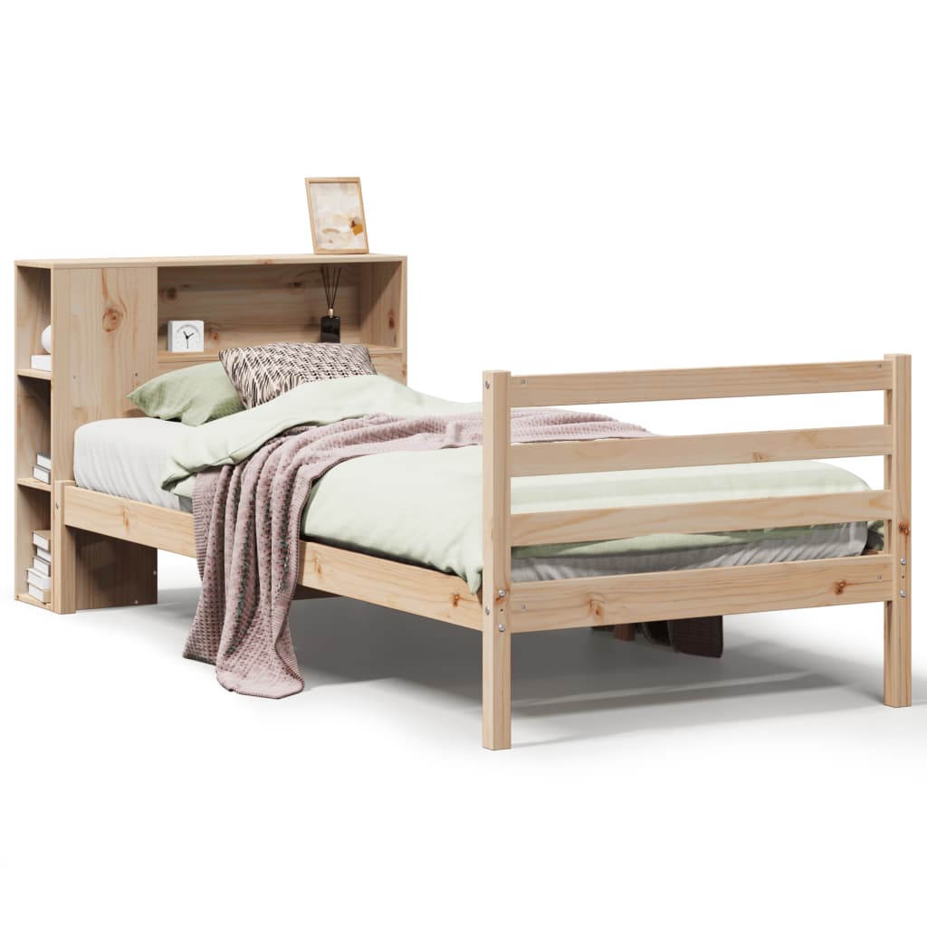 Letto Libreria senza Materasso 90x200 cm Legno Massello Pino - homemem39