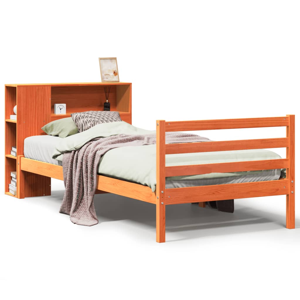 Letto Libreria senza Materasso Marrone Cera 75x190 cm Legno - homemem39