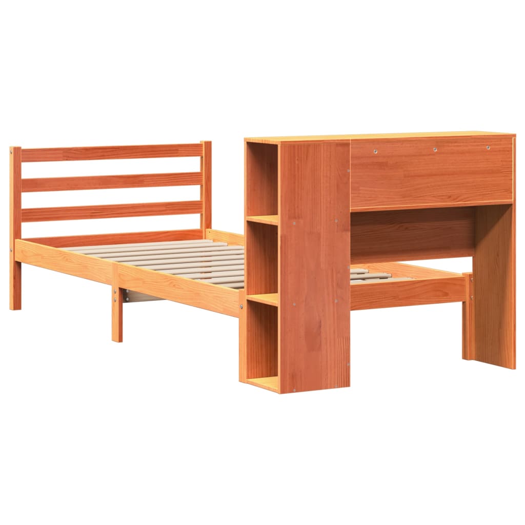 Letto Libreria senza Materasso Marrone Cera 75x190 cm Legno - homemem39
